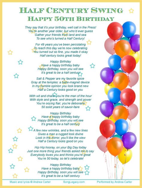 50th birthday song Happy 50th Birthday Quotes, 50th Birthday Poems, 50th Birthday Greetings, Happy Birthday Song Video, Birthday Songs Video, 50th Birthday Wishes, Funny Happy Birthday Song, Birthday Quotes Inspirational, 50th Birthday Quotes