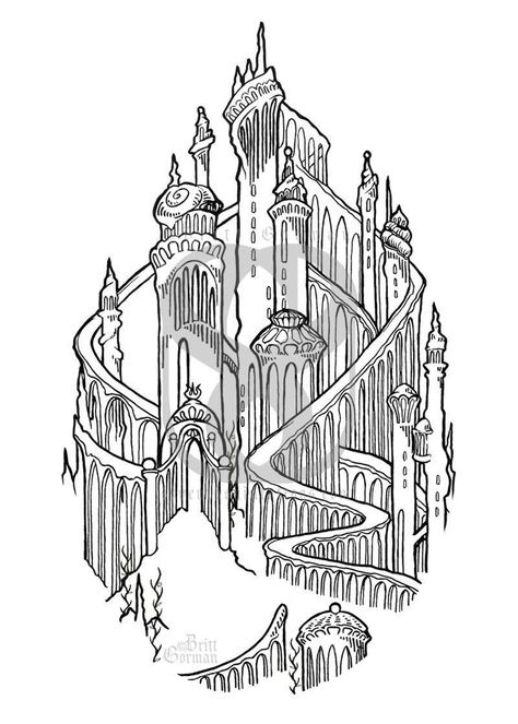 Mermaid Palace, Nautical Sleeve, Chateau Disney, Castle Sketch, Pencil Drawing Inspiration, Pencil Sketch Art, Umbrella Drawing, Castle Coloring Page, Disney Princess Castle