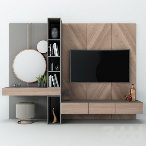 Unique Tv Unit Design, Apartemen Studio, Modern Tv Room, Dnevna Soba, Bedroom Tv Wall, Tv Ideas, Tv Cabinet Design, Living Room Tv Unit Designs, Living Room Tv Unit