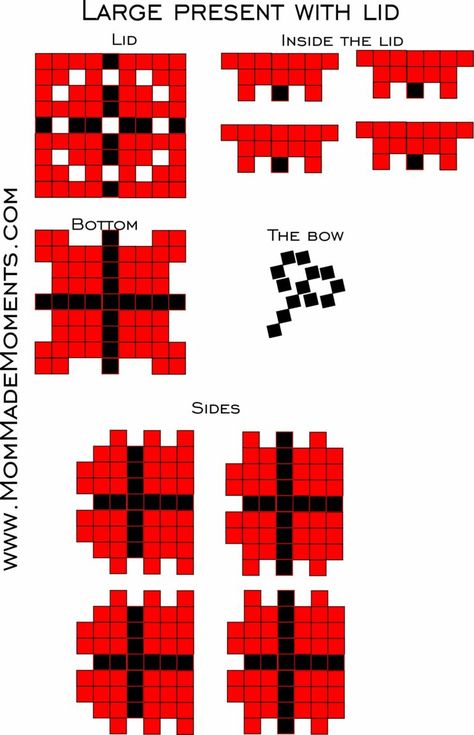 Peeler Bead Ideas 3d, Perler Bead Box Pattern, Perler Beads Ideas 3d, Christmas Perler Bead Patterns, Jul Perler, Perler 3d, Christmas Gift 3d, 3d Pokemon, Christmas Perler Beads