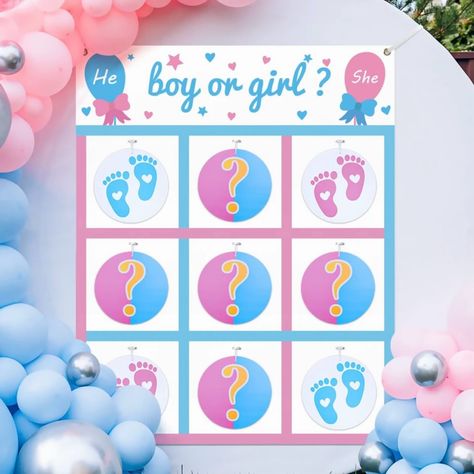 Boy Or Girl Sign, Reveal Party Ideas, Gender Reveal Party Ideas, Tic Tac Toe Board, Gender Reveal Games, Gender Reveal Party Supplies, Gender Reveal Decorations, Reveal Ideas, Diy Holiday Decor