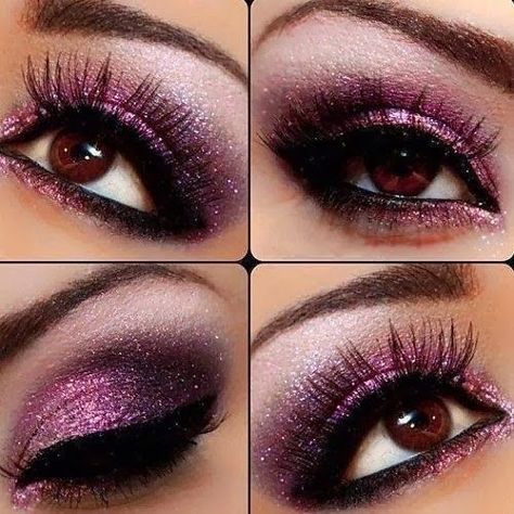 Carnaval Make-up, Maquillage Yeux Cut Crease, Purple Smokey Eye, Drag Make-up, Purple Eye Makeup, Makeup Glitter, Linda Hallberg, Beauty Make-up, Makijaż Smokey Eye