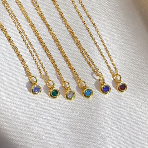 *Buy 2 items, Get 15% OFF your order. Coupon applied at checkout.* Reflect your birth month with our Birthstone pendant necklace. This necklace makes for a meaningful personalized gift for you or someone special. The perfect birthday, graduation, or Christmas gift. Each necklace is handmade and made in gold vermeil, thick 18k gold layer on 925 sterling silver. Styled with our Satellite necklace: https://www.etsy.com/listing/659172382/18k-gold-choker-necklace-gold-chain?click_key=776d77bfdec9d620 Satellite Necklace, Gold Necklace Dainty, Gold Diamond Hoop Earrings, Necklace For Mom, Necklace Layered, Jewelry Making Bracelet, Layered Necklace Set, Silver Jewelry Design, Dainty Gold Necklace