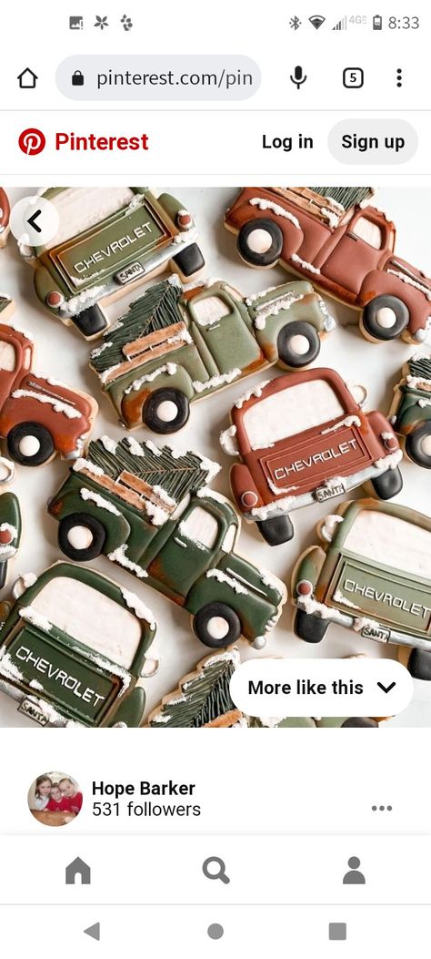 Christmas Truck Cookies Decorated, Moon Cookies, Farm Cookies, Rising Moon, Cookie Making, Winter Cookies, Sugar Cookie Royal Icing, Cookie House, Iced Sugar Cookies