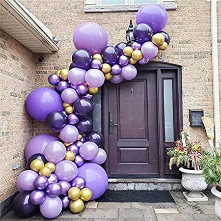 Purple And Yellow Balloons, Purple And Yellow Balloon Arch, Purple And Yellow Balloon Garland, Balloon Combination, Lilac Balloons, Blush Balloons, Balloons Ideas, Orange Balloons, 50th Bday