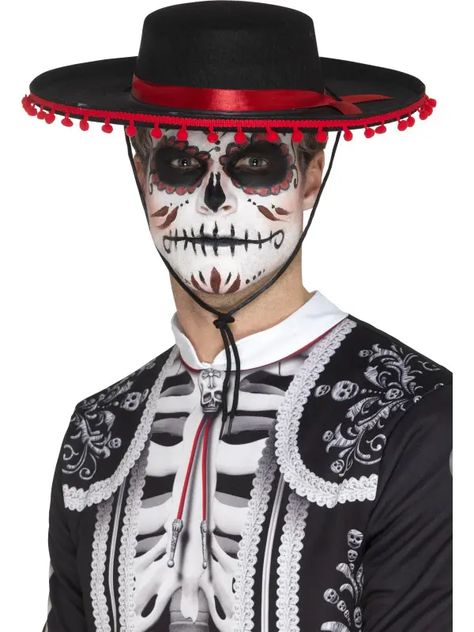 Mexican Fancy Dress, Mexican Halloween Costume, Mexican Halloween, Mens Fancy Dress, Dead Makeup, Occasion Hats, Red Day, Hat Day, Halloween Men