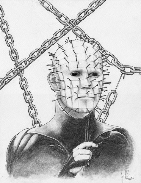 Pinhead sketch Hellraiser Drawing, Pinhead Drawing, Hellraiser Artwork, Hellraiser Tattoo, Hellbound Heart, Horror Drawings, Grim Reaper Drawing, Pinhead Hellraiser, Reaper Drawing