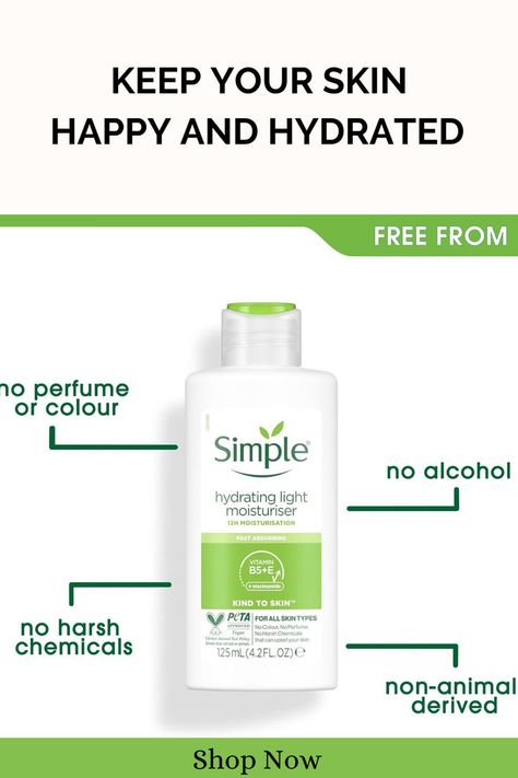 Simple Kind to Skin: Lightweight Hydration for 12 Hours | #SimpleSkincare #HydratingMoisturiser Facial Skincare, Light Moisturizer, Skin Care Product, Modern Exterior House Designs, Skincare Brand, Skin Care Brands, Confidence Boost, Simple Skincare, Facial Skin Care