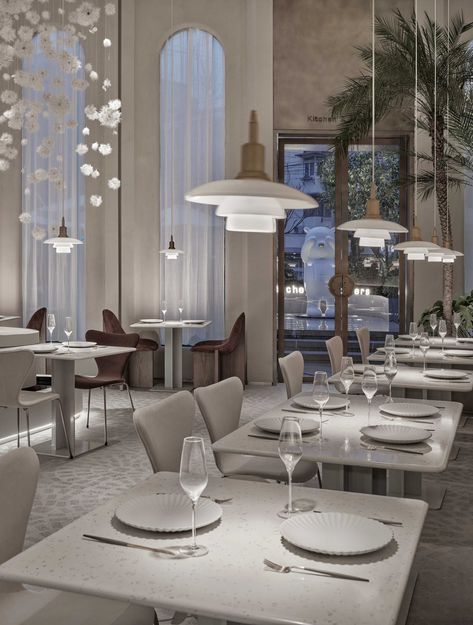 North Kolkata, Luxury Restaurant Interior, Supermarket Design Interior, White Restaurant, Moorish Architecture, Discount Design, Supermarket Design, Luxury Restaurant, Modern Restaurant