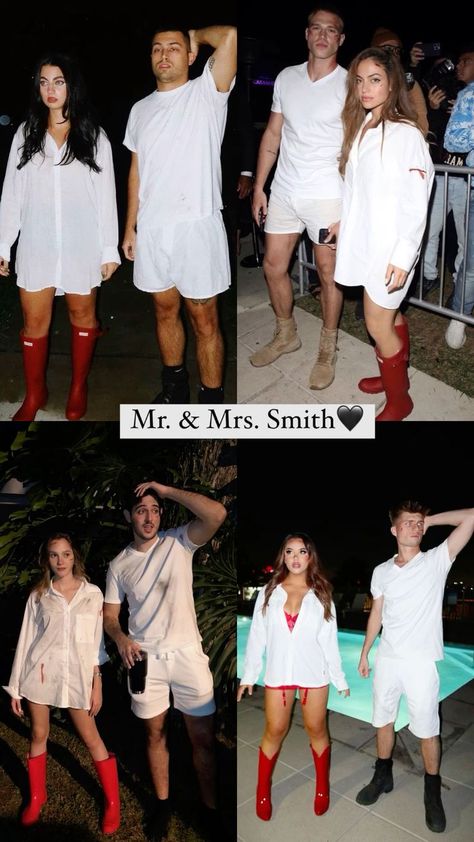 Group and family Halloween costumes bring creativity and unity to the spooky season. Ideas include classic movie themes like Harry Potter and Ghostbusters, superheroes like Avengers and Justice League, TV shows like Stranger Things and The Simpsons, fairy tales like Wizard of Oz. #couplehalloweencostumes #coupleshalloweencostumeideas #costume #halloween #halloweencostumeideas #bestfriendhalloweencostumes Miss Smith Halloween Costume, Couple Halloween Costumes Mr And Mrs Smith, Mr And Miss Smith Costume, Mr And Me Smith Costume, Costume Ideas For Couples 2024, Hot Halloween Costume Ideas Couples, Me And Ms Smith Costume, Mr And Mrs Smith Costume Couple, Mr Ms Smith Costume