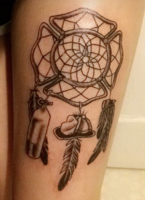 Firefighter Memorial Tattoo, Female Firefighter Tattoo, Firefighter Tattoo, Fire Fighter Tattoos, Female Firefighter, Sibling Tattoos, Dream Catcher Tattoo, Memorial Tattoo, Tat Ideas