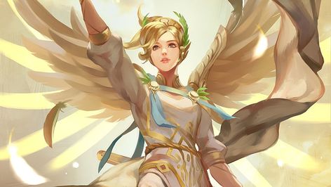 HD wallpaper: Overwatch, video games, Mercy (Overwatch), digital art, young women | Wallpaper Flare Winged Victory Mercy, Mercy Wallpaper, Genji Wallpaper, Overwatch Wallpaper, Overwatch Game, Cosplay Wings, Wallpaper Theme, Overwatch Wallpapers, Overwatch Tracer