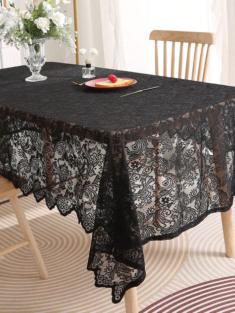 1pc Floral Embroidered TableclothI discovered amazing products on SHEIN.com, come check them out! Vintage Lace Tablecloth, Vintage Tables, European Home, Embroidered Tablecloth, Dark Flowers, Lace Tablecloth, Rectangular Coffee Table, Fabric Beads, Dining Table Decor