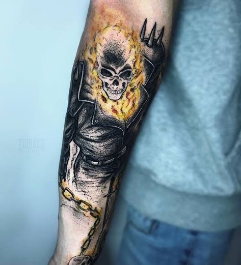 Rider Tattoo, Ghost Rider Tattoo, Sleeves Tattoos, Ghost Rider, Skull Tattoo, Sleeve Tattoos, Tattoo Ideas, Ghost, Neon