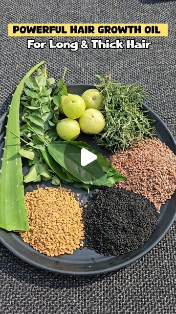 Chetana Yogiraj Jadhav on Instagram: "Homemade Hair Growth Oil ✨️ Aapko kaisa laga ??

Homemade hair growth oil 👇
1/2 cup Flax seeds 
1/2 cup onion seeds ( kalonji)
1/2 cum Fenugreek seeds 
Alovera 
Gooseberry ( Amla)
Rosemary ( dry or fresh )
Hibiscus leaves or flowers 
Curry leaves

🔥Take 500ml of coconut oil in a bowl. When the oil is hot, add all the ingredients. Once they are completely dry, turn off the gas. After it cools completely, add 1 tbsp castor oil and mix. 
🔥Massage this oil on your hair. Keep it for 2 hrs or overnight. Then wash your hair with herbal shampoo. 
🔥Make sure you apply it 2 times a week. Good result comes

#hairgrowthoil #homemadeoil #hairgrowth #haircare #hairoilrecipe #hairoil #haircaretips #herbaloil #hairgrowthtips #newreel #worldofchetana #tips #homemad Ingredients For Hair Growth Oil, Herbal Oil For Hair Growth, How To Use Amla For Hair Growth, Extreme Hair Growth Oil Recipe, Kalonji Seeds For Hair Growth, Homemade Oil For Hair Growth, Best Hair Oil For Hair Growth, Alovera For Hair, Hairgrowth Natural Hair Tips