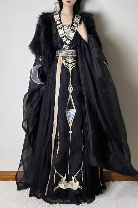 Black Hanfu, Royalty Clothing, Chinese Wedding Dress Traditional, Chinese Clothing Traditional, Traditional Asian Dress, Ancient Dress, Chinese Style Dress, Queen Outfit, Chinese Hanfu