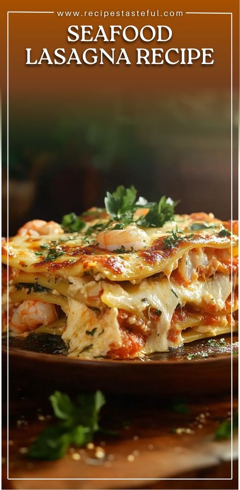 This indulgent Seafood Lasagna is a luxurious twist on the classic. Featuring layers of crab meat, shrimp, and scallops, combined with a creamy clam chowder-based sauce and rich cheese, it’s the perfect dish for seafood lovers! #SeafoodLasagna #SeafoodLovers #LasagnaRecipe #SeafoodPasta #CheeseLovers #CreamyLasagna #CrabLasagna Oven Baked Shrimp Casserole With Cheese, Crab And Shrimp Lasagna, Creamy Seafood Lasagna, Seafood Alfredo Lasagna, Marry Me Seafood Lasagna Recipe, Seafood Lasagna Recipe Best, Marry Me Seafood Lasagna, Crab Lasagna Recipes, Seafood Lasagna Recipe White Sauce