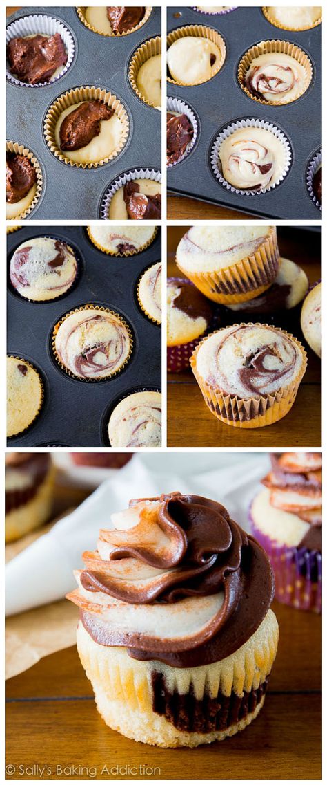 How to make Homemade Marble Cupcakes - get the recipe at sallysbakingaddiction.com Sully Cake, Marble Cupcakes, Cupcakes Homemade, Cake Mini, Think Food, Dessert Cupcakes, Yummy Cupcakes, Savoury Cake, Food Cakes