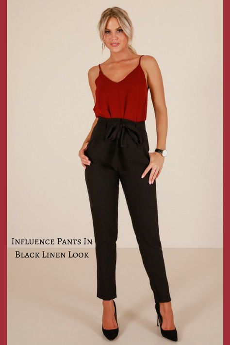 I love these pants. They look great with the red top. #influence #pants #affiliatelink Work Outfits Frauen, Black Pants Outfit, Look Office, Smen, Summer Work Outfits, Stylish Work Outfits, Black Women Fashion, Work Outfits Women, Professional Outfits