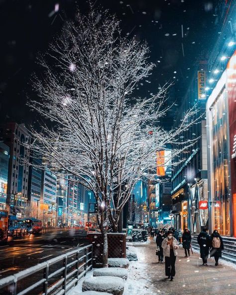 Seoul, south korea landscape Snow In South Korea, Winter In Seoul South Korea, Seoul Snow Aesthetic, Seoul Winter Wallpaper, Korea Snow Aesthetic, Snow In Korea Seoul, Seoul Winter Aesthetic, South Korea Snow, Korea Winter Aesthetic