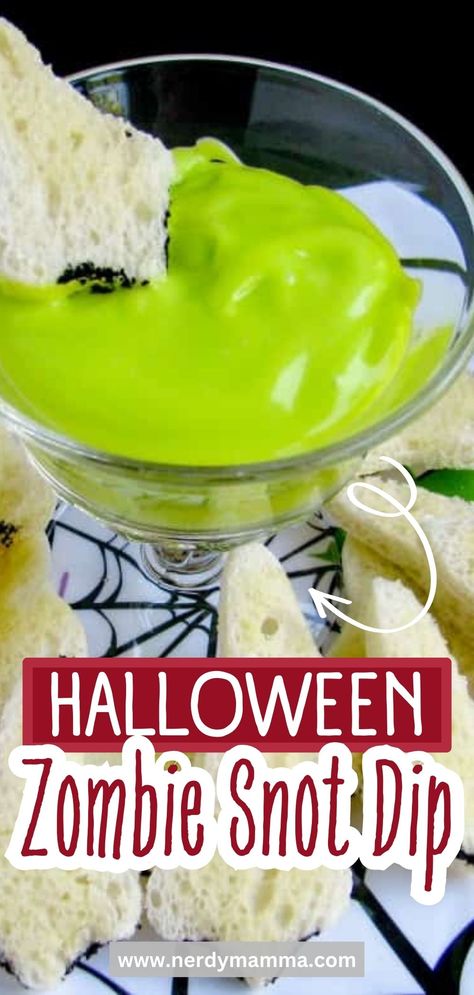 This Zombie Snot Dip is the coolest appetizer ever. And it’s so easy to make. Not only are the kids going to laugh, but the adults will, too. Easy Halloween Party Food For Adults, Zombie Snacks Food Party Ideas, Bone Themed Food, Gross Halloween Appetizers, Halloween Party Foods Easy, Halloween Cucumber Ideas, Halloween Meal Ideas For Parties, Easy Halloween Appetizers For Adults, Low Carb Halloween Party Food