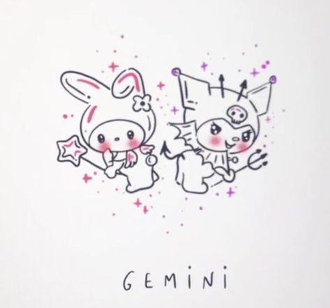 sanrio my melody and kuromi gemini tattoo Kuromi And My Melody Matching Tattoo, Kuromi My Melody Tattoo, Melody Tattoo, Sanrio My Melody And Kuromi, Tattoo Gemini, Jail Tattoos, Kuromi And My Melody, My Melody And Kuromi, Melody And Kuromi