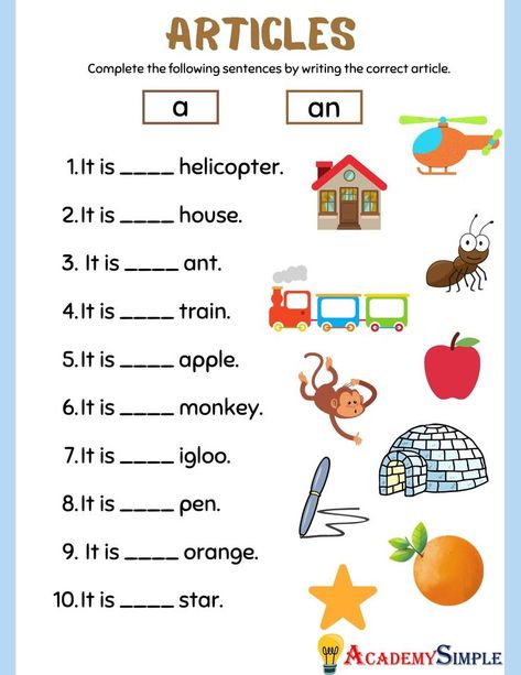 English Grammar Worksheets, Grammar Worksheets, Letter A, English Grammar, Learn English, Grammar, For Kids