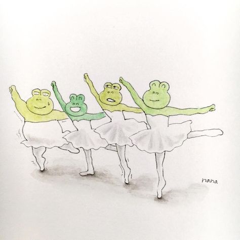 Nana on Instagram: “The frogs🐸 ballet  #drawing #art #artwork #artworks #painting  #illustration #illust #sketch #colorpencil #picture  #instafollow #cute…” Painting Illustration, Drawing Art, Frogs, Art Artwork, Colored Pencils, Sketch, Ballet, Drawings, On Instagram