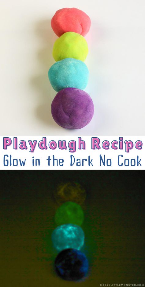 Glow In The Dark Playdough, Cook Playdough Recipe, No Cook Playdough, Cooked Playdough, Discovery Bottles, Multi Sensory Learning, Homemade Playdough Recipe, No Cook, Summer Fun For Kids