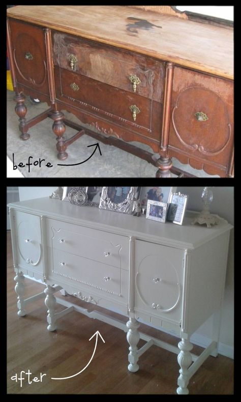 How to Score and Refinish a Craigslist Furniture Piece. She also an awesome China cabinet she painted blue. Great ideas! Furniture Rehab, Refurbished Furniture, Furniture Restoration, After Photos, Furniture Deals, Ikea Hacks, Paint Furniture, Flipping Furniture, Redo Furniture