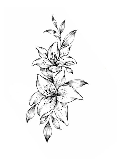 Lilly Tattoo Stencil, Lily Tattoo Stencil, Lillies Tattoo, Lily Flower Tattoos, Acrylic Painting Flowers, Painting Flowers, Ankle Tattoo, Tattoo Stencils, Stencil Designs