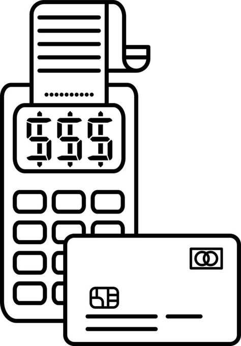 POS, point of sales machine, credit card machine vector line drawing black and white clip art Credit Card Drawing, Black And White Clip Art, Credit Card Machine, Drawing Black And White, Card Machine, Drawing Programs, Collage Painting, Vector Line, Fun Crafts To Do