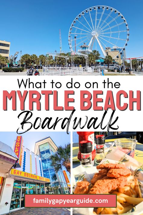 Headed to Myrtle Beach? You'll find a lot of the fun centered around the Myrtle Beach Boardwalk. Here's everything you can do there! Myrtle Beach Packing List, Broadway At The Beach Myrtle Beach, Myrtle Beach Aesthetic, Myrtle Beach Things To Do, Myrtle Beach Trip, Beach 2024, Myrtle Beach Restaurants, Myrtle Beach Boardwalk, Surprise 50th