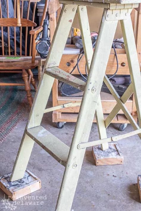 Upcycled Step Ladder Decorating Ideas | Hometalk Old Wooden Ladder Ideas, Small Ladder Decor Ideas, Ladder For Plants, Step Ladder Decor, Step Ladder Ideas, Wooden Ladder Ideas, Upcycle Ladder, Old Wood Ladder, Repurposed Ladders