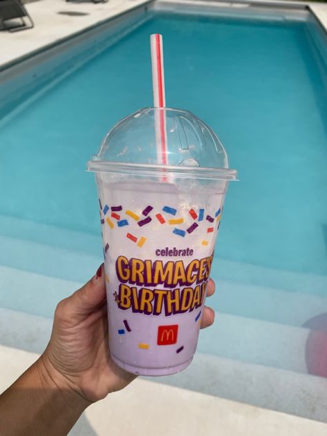 Happy Birthday Grimace! #mcdonalds Grimace Mcdonalds Shake, Grimace Shake Drink, Grimace Milkshake, Mcdonalds Grimace, Grimace Mcdonalds, Mcdonalds Shakes, Grimace Shake, Birthday Twins, Peach Costume