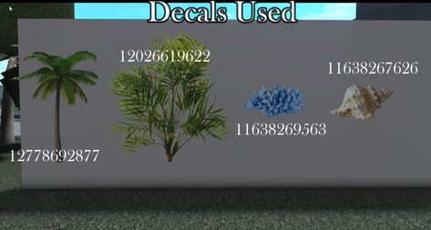 Palm Tree Code Bloxburg, Aquarium Bloxburg, Bloxburg Realistic Plant Decal Codes, Bloxburg Tropical Decals, Palm Tree Codes Bloxburg, Palm Tree Decal Codes Bloxburg, Tree Decal Codes Bloxburg, Bloxburg Fish Decal Codes, Bloxburg Palm Tree Decal