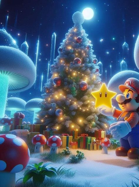 Gamer Christmas Wallpaper, Super Mario Wallpaper, Super Mario Christmas, Super Mario Peach, Mario Wallpaper, Mario Fanart, Mario Stuff, Super Mario And Luigi, Donkey Kong Country