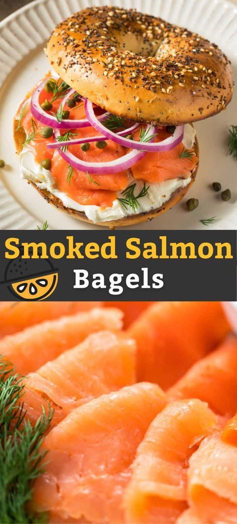 Smoked Salmon Bagel (lox bagel) with herb cream cheese is such a classic and elegant breakfast, lunch or brunch recipe, that can be put together easily and quickly. An open face salmon bagel sandwich can be customized to your taste. Red onion, fresh dill and briny capers are one of our favorite combos! #salmon #lemonblossoms #brunch Smoked Salmon Bagel Sandwiches, Salmon Bagel Sandwich, Smoked Salmon Bagel Recipe, Bagel And Lox Recipe, Salmon Bagel Breakfast, Salmon Sandwich Recipes, Lox Breakfast, Bagel Lox, Lox Recipe