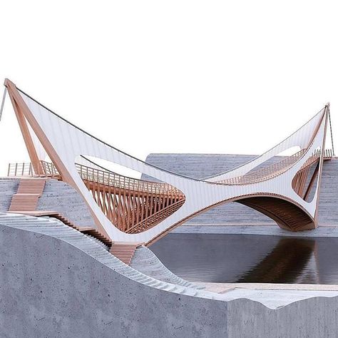 #architecture #engineering #white #wooden #bridge #art #design #concept #structure #designed by @chrisprecht_penda #design #feeddesign Minimalistic Lifestyle, Bridges Architecture, Bridge Structure, Bridge Model, Steel Bridge, Architecture Engineering, Bridge Art, Architecture Board, Wooden Bridge