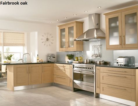 Beech shaker fitted kitchen - DKBGlasgow | Fitted Kitchens Bathrooms East Kilbride, Lanarkshire, Glasgow Beech Kitchen Cabinets, Beech Kitchen, Minimalist Kitchen Cabinets, Minimalist Dekor, Kitchen Design Pictures, Simple Kitchen Design, Best Kitchen Cabinets, Interior Minimalista, New Kitchen Cabinets