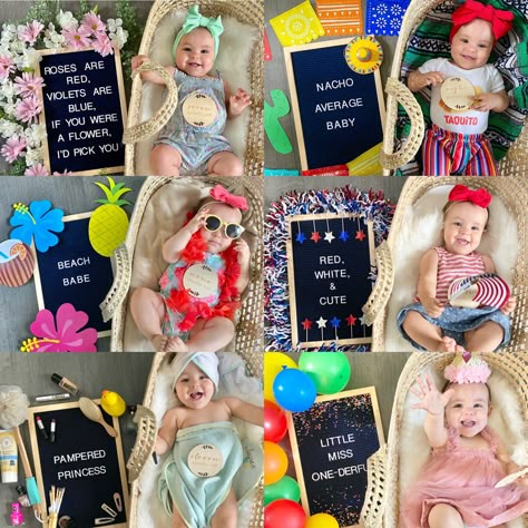 May Monthly Photo Baby, May Milestone Picture Ideas, April Fools Baby Photoshoot, Back To School Baby Milestone Picture, May Baby Monthly Picture, 2 Month Baby Picture Ideas August, June Baby Monthly Picture, Six Month Photo Shoot Ideas, August Baby Milestone Picture