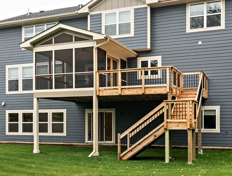 3 Season Porch and Deck Beautiful space to enjoy the outdoors 3 Season Porch, Deck Remodel, Screened Porch Designs, Screened In Deck, Building A Porch, Patio Deck Designs, Screen House, Deck Designs Backyard, Deck Stairs