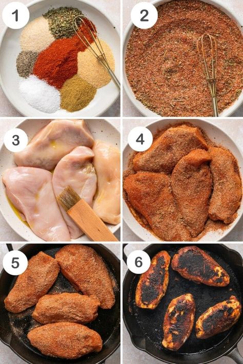 Here's an easy recipe for the most delicious, flavorful, and versatile Blackened Chicken! Made with a blend of simple pantry seasonings, this chicken is effortlessly tasty and can be enjoyed with sides, in tacos, on salads, and more! Blackened Chicken Seasoning, Easy Blackened Chicken, Blackened Chicken Recipe, Chicken Taco Seasoning, Simple Pantry, Blackened Chicken, Homemade Spice Blends, Food Meals, Homemade Spices