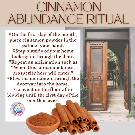 Cinnamon Abundance, Cinnamon Ritual, Abundance Ritual, Cinnamon Uses, Money Spells Magic, Wicca Recipes, First Of The Month, Money Spells That Work, Good Luck Spells