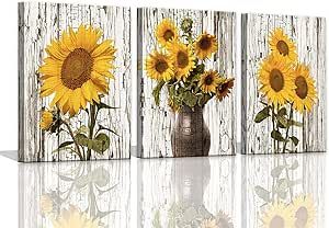 Sunflower Bathroom Decor Canvas Wall Art for Bedroom Rustic Sunflower Kitchen Decor Yellow Vintage Wall Decor Sunflowers Artwork for Walls Paintings for Bedroom Decorations Framed 12x16inchx3pcs Complex Artwork, Sunflower Bathroom Decor, Sunflower Bathroom, Bathroom Corridor, Art For Bathroom, Sunflower Artwork, Sunflower Wall Decor, Sunflower Kitchen Decor, Yellow Kitchen Decor