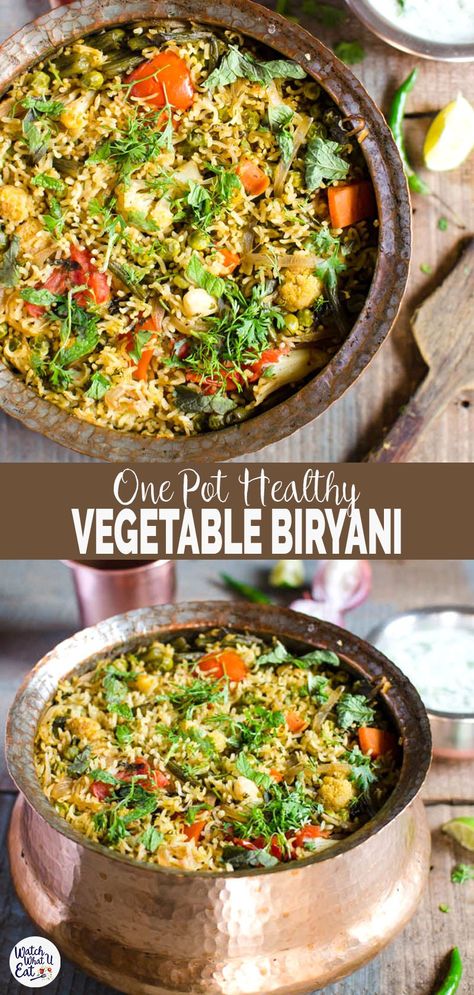 Prepare this one-pot delicious and easy vegetable biryani using a variety of fresh veggies. And this healthy and nutritious Indian veg biryani recipe is perfect for a vegetarian or meatless meal. | #watchwhatueat #biryani #vegbiryani #vegetarian #onepot #glutenfree Vegetable Biryani, Recipes Veg, Veg Biryani, Healthy Vegetable, Vegetarian Indian, Vegetarian Breakfast Recipes, Simple Breakfast, Avocado Breakfast, Recipes Indian