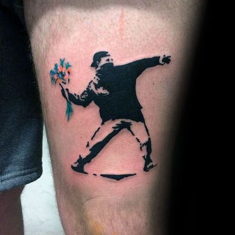 70 Banksy Tattoos For Men - Street Art Ink Design Ideas Banksy Tattoo Ideas, Banksy Tattoo, Revolution Tattoo, History Tattoos, Tattoo Pictures, Ghost Tattoo, Banksy Graffiti, Banksy Art, Red Tattoos