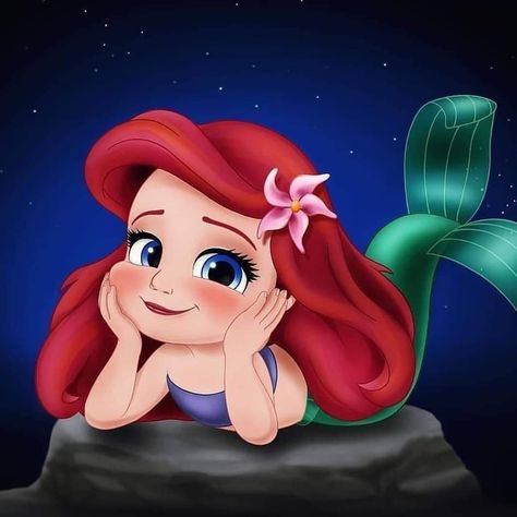 Fan Art Disney, Ariel Drawing, Baby Disney Characters, Ariel Disney, Kawaii Disney, Cute Disney Drawings, Images Kawaii, Karakter Disney, Disney Princess Drawings