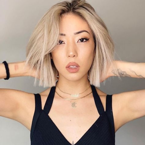 Asian Hair Color Correction Cool Asian Hairstyle, Blonde Bob Asian Hair, Asian Hair Color 2023, Blonde Hair On Asian Women, Asian Blonde Hair, Asian Hair Bob, Asian Hair Trends, Hair Colors Asian, Shadow Princess