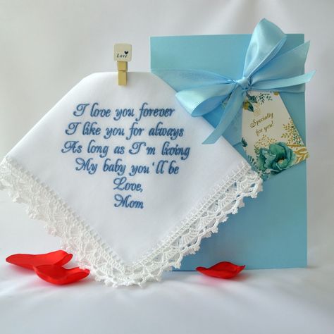 Bride Hankerchief, Embroidered Hankerchief Wedding, Embroidered Hankerchief, Sentimental Wedding Gifts, Bridal Handkerchief, Daughter Wedding Gifts, Sentimental Wedding, Bella Wedding, Blue Bride